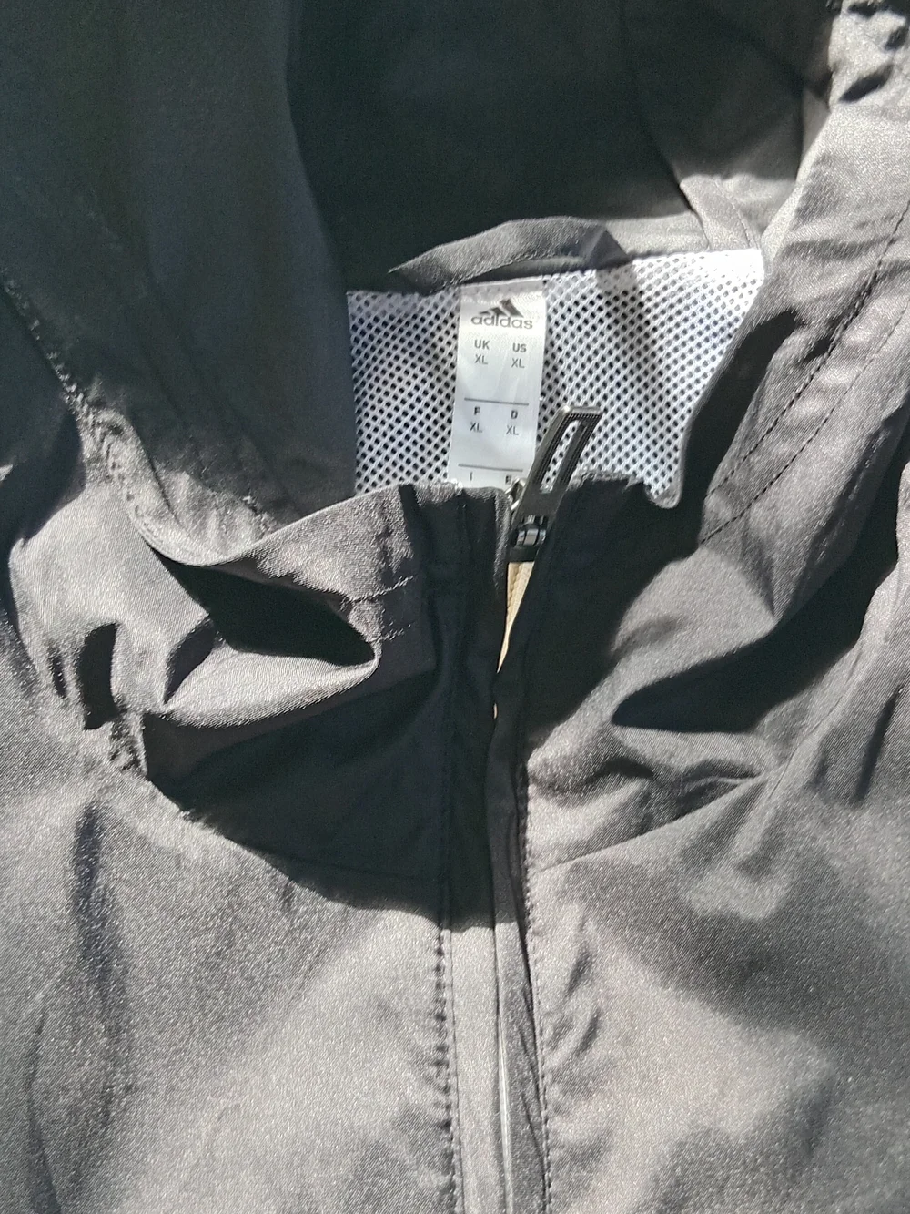 adidas Hooded Windbreaker Jacket in Black and White with Three-Stripe Sleeves